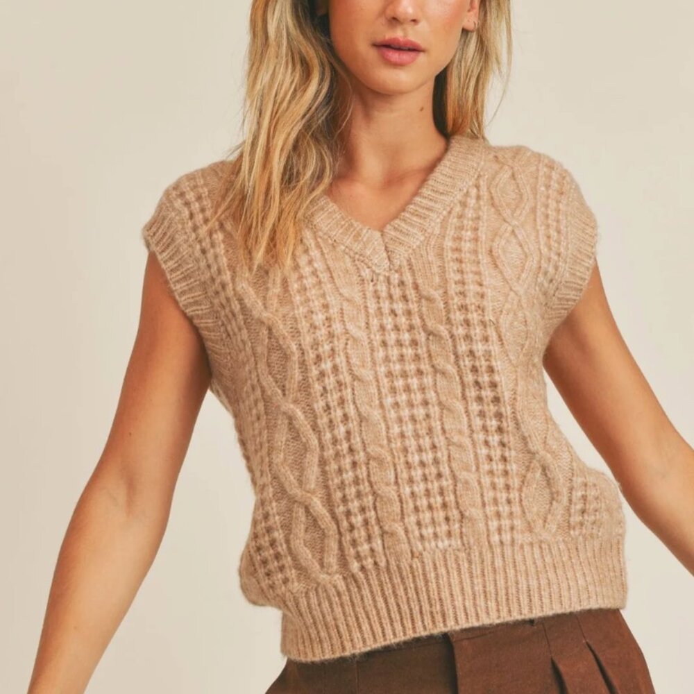 Sadie and Sage Taupe Best Day Sweater Vest XSmall - Picture 2 of 7